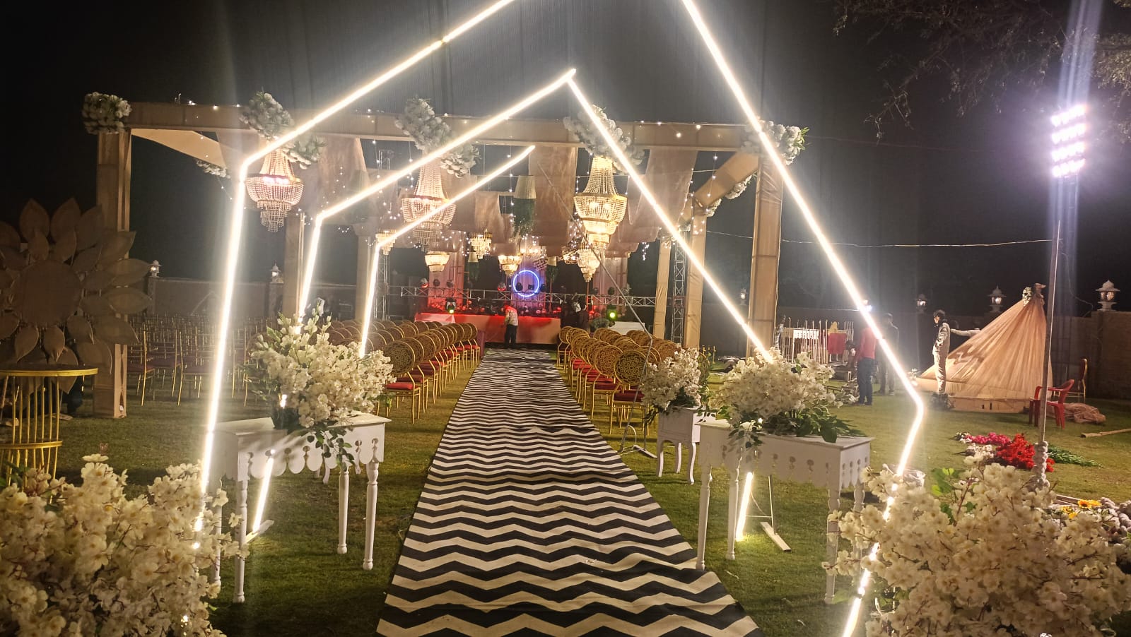 LED arch walkway outdoor night wedding